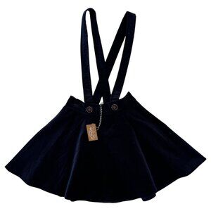 ATELIER BARN - SKIRT WITH SUSPENDERS - VELVET 98% COTTON - DARK NAVY